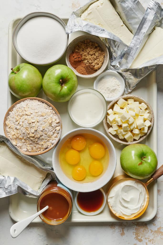 Ingredients for Caramel Apple Cheesecake Bars